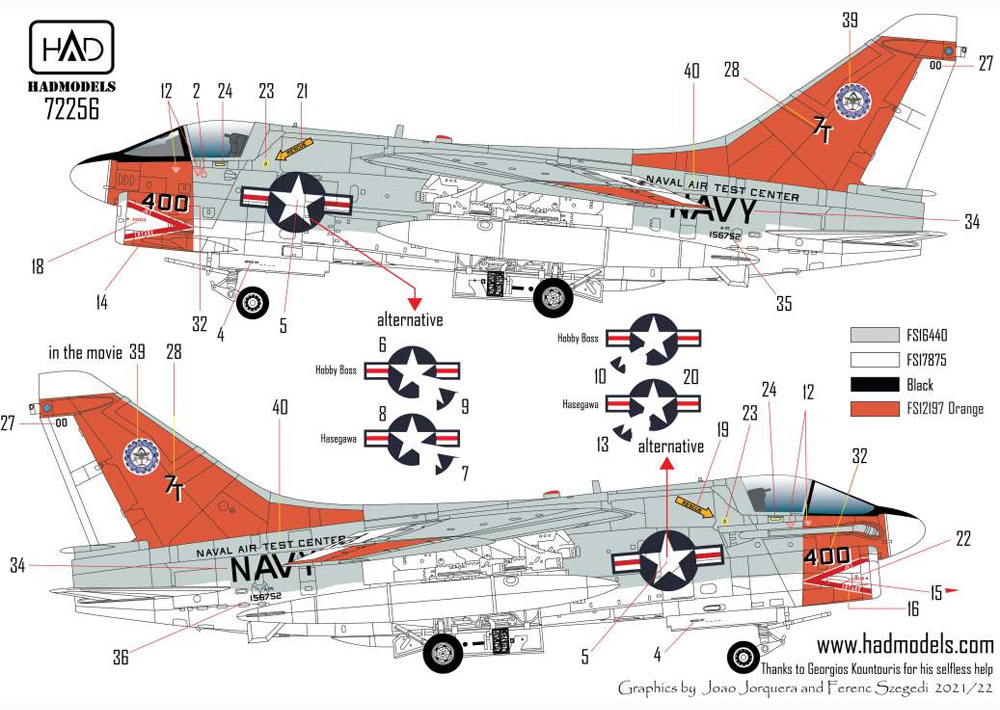 ヴォート A-7E コルセア 2 海軍航空試験センター ファイナル・カウントダウン デカール デカール (HAD MODELS 1/72 デカール No.72256) 商品画像_3