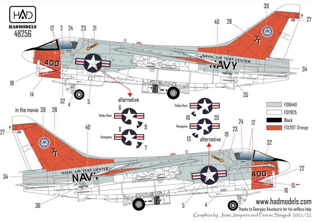 ヴォート A-7E コルセア 2 海軍航空試験センター ファイナル・カウントダウン デカール デカール (HAD MODELS 1/48 デカール No.48256) 商品画像_3