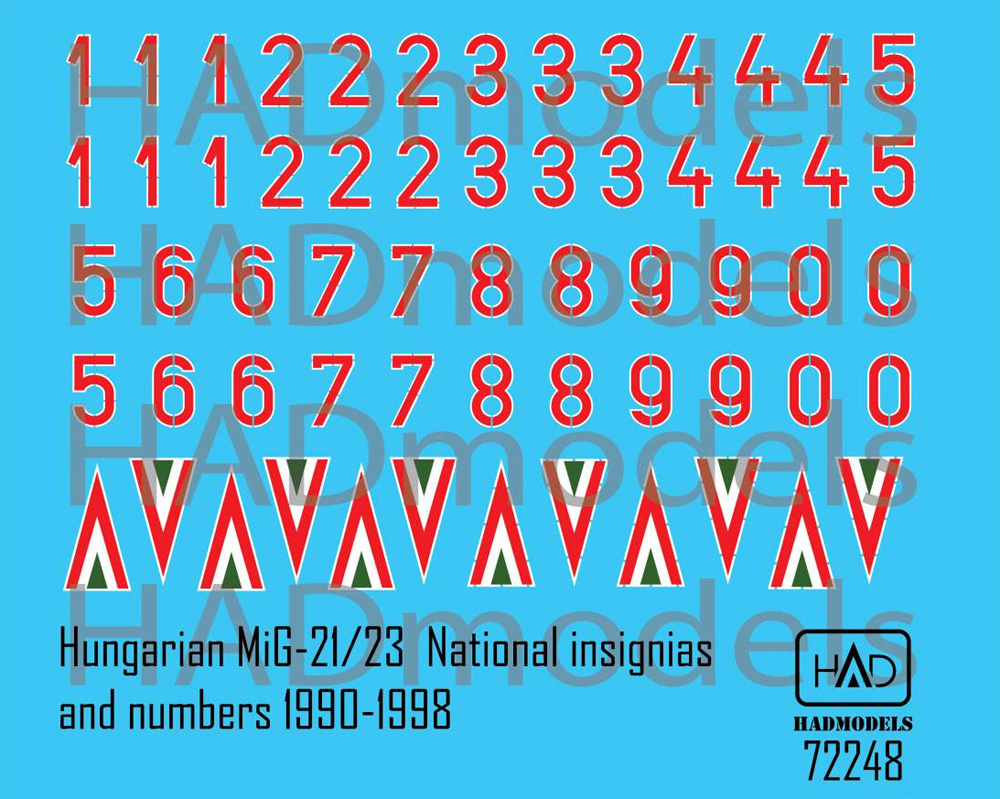 ハンガリー空軍 MiG-21/23 国籍マーク 1990-1998年 デカール デカール (HAD MODELS 1/72 デカール No.72248) 商品画像_1