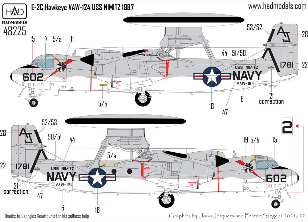 E-2 ホークアイ VAW-112 ファイナル・カウントダウン デカール デカール (HAD MODELS 1/48 デカール No.48225) 商品画像_3