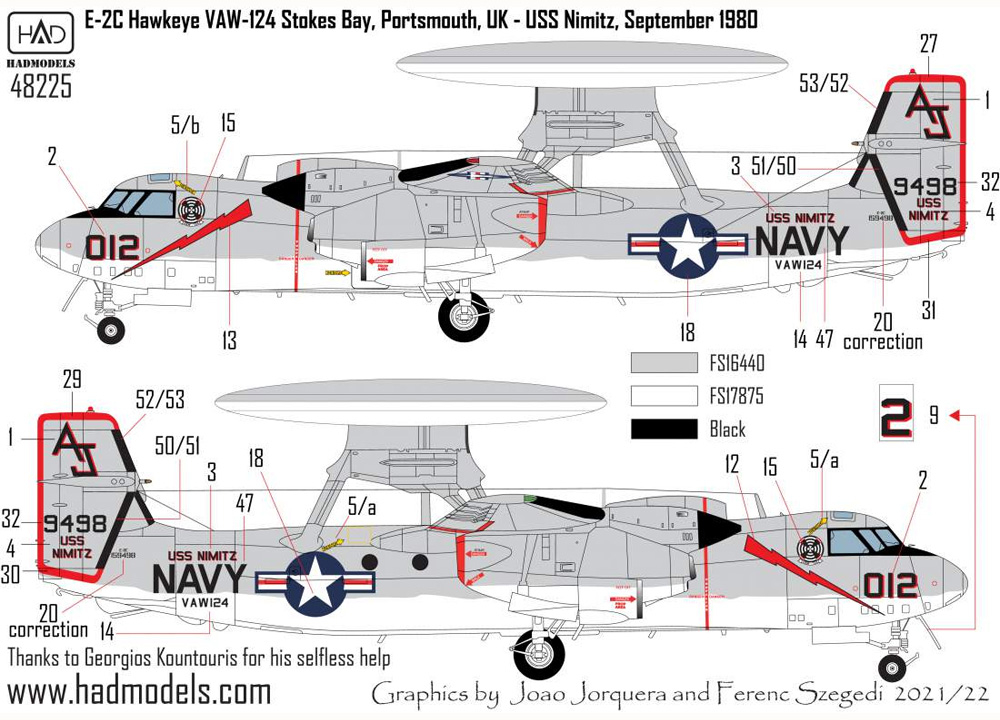 E-2 ホークアイ VAW-112 ファイナル・カウントダウン デカール デカール (HAD MODELS 1/48 デカール No.48225) 商品画像_4