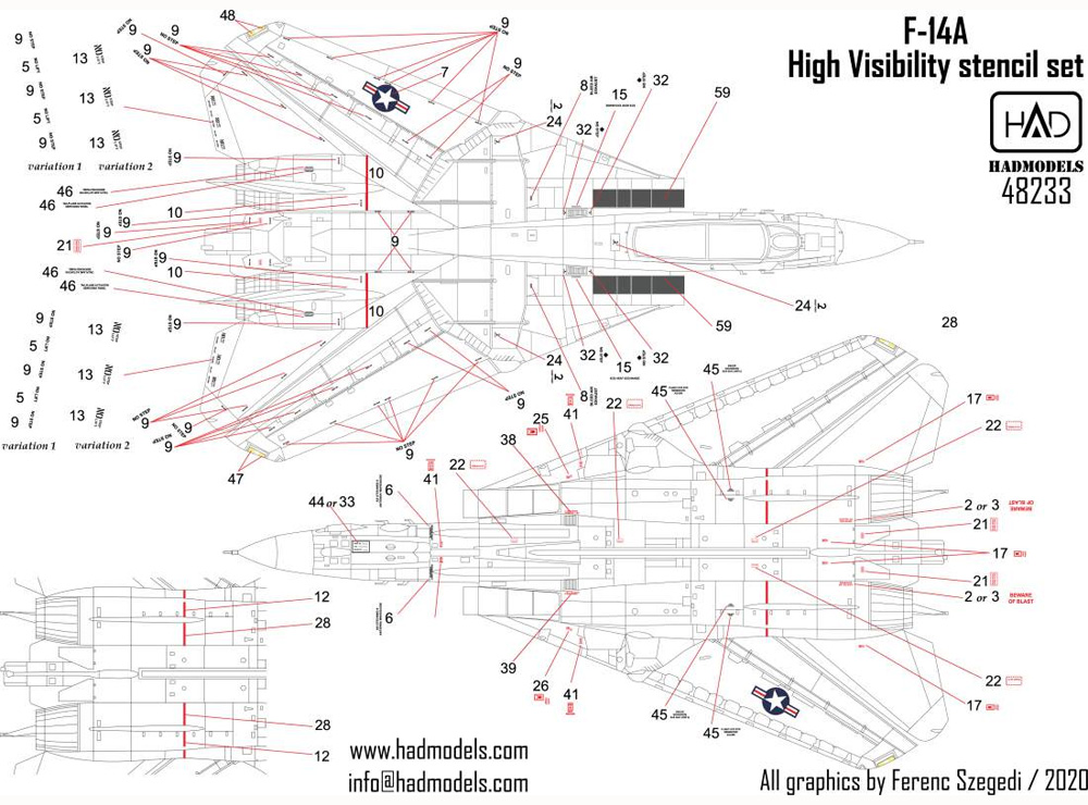 F-14A トムキャット ハイビジ ステンシル デカール デカール (HAD MODELS 1/48 デカール No.48233) 商品画像_3