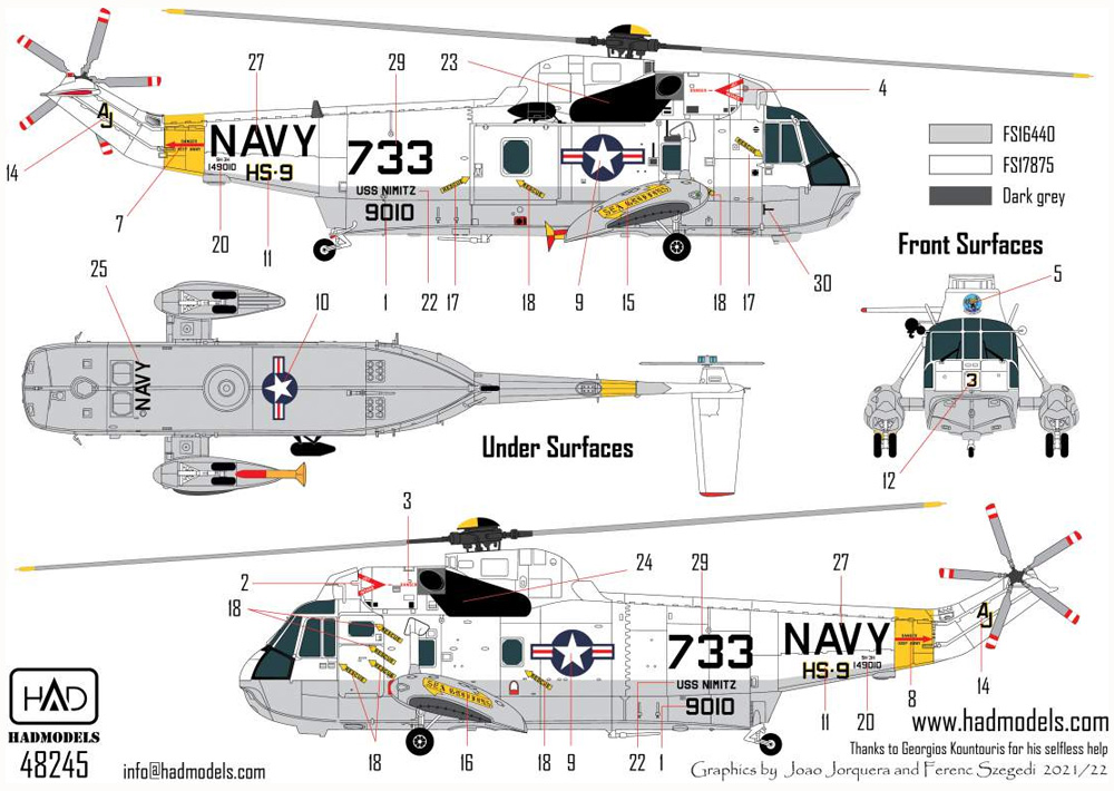 SH-3H シーキング HS-9 シー グリフィンズ ファイナル・カウントダウン デカール デカール (HAD MODELS 1/48 デカール No.48245) 商品画像_2