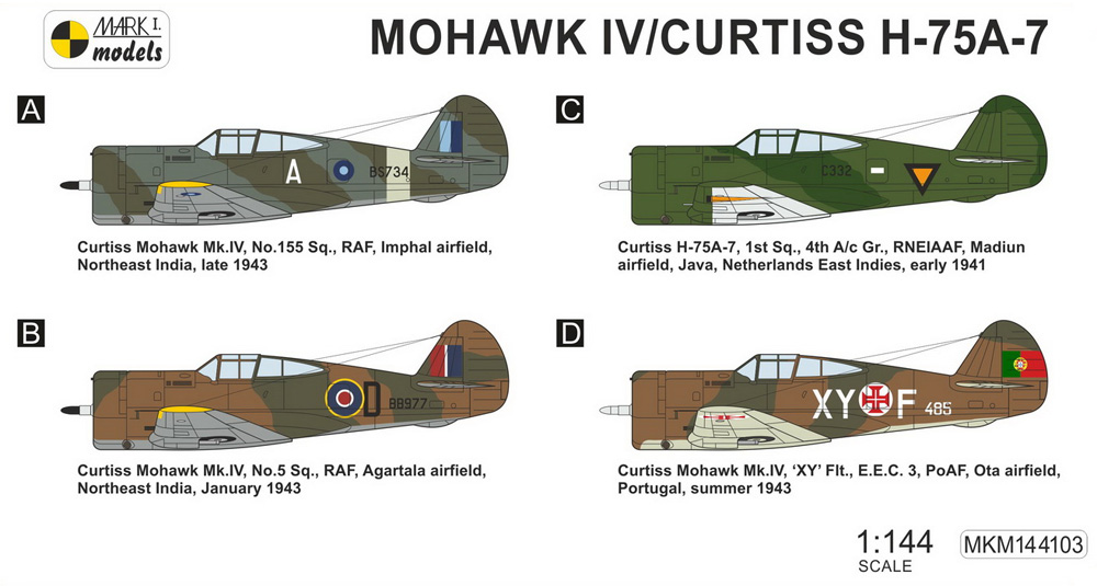 モホーク 4 / カーチス H-75A-7 海外仕様 2in1 プラモデル (MARK 1 MARK 1 models No.MKM144103) 商品画像_1