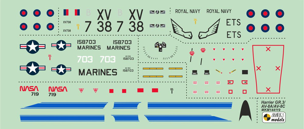 ハリアー GR.3/AV-8A/AV-8C スペシャルマーキング プラモデル (MARK 1 MARK 1 models No.MKM144119) 商品画像_2