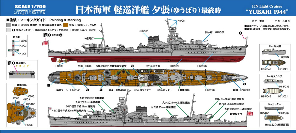 日本海軍 軽巡洋艦 夕張 最終時 プラモデル (ピットロード 1/700 スカイウェーブ W シリーズ No.W233) 商品画像_1