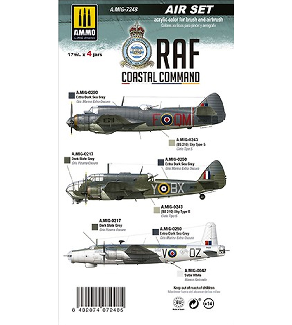 WW2 イギリス空軍 沿岸軍団 所属機カラーセット 塗料 (アモ AIR SET (Acrylic Color) No.A.MIG-7248) 商品画像_1