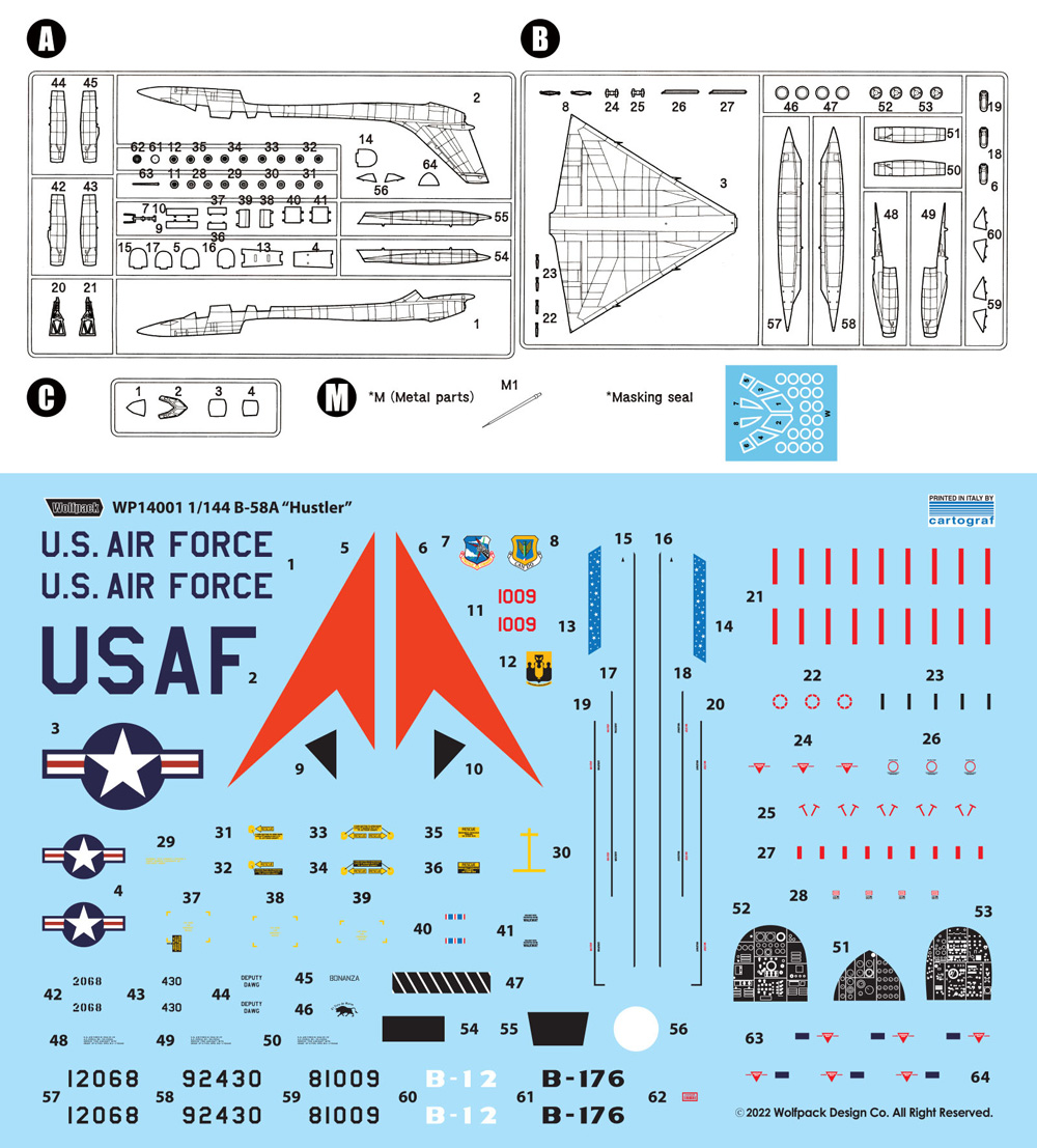 アメリカ 超音速爆撃機 B-58A ハスラー プラモデル (ウルフパック ウルフパックデザイン プレミアムエディションキット No.WP14001) 商品画像_2