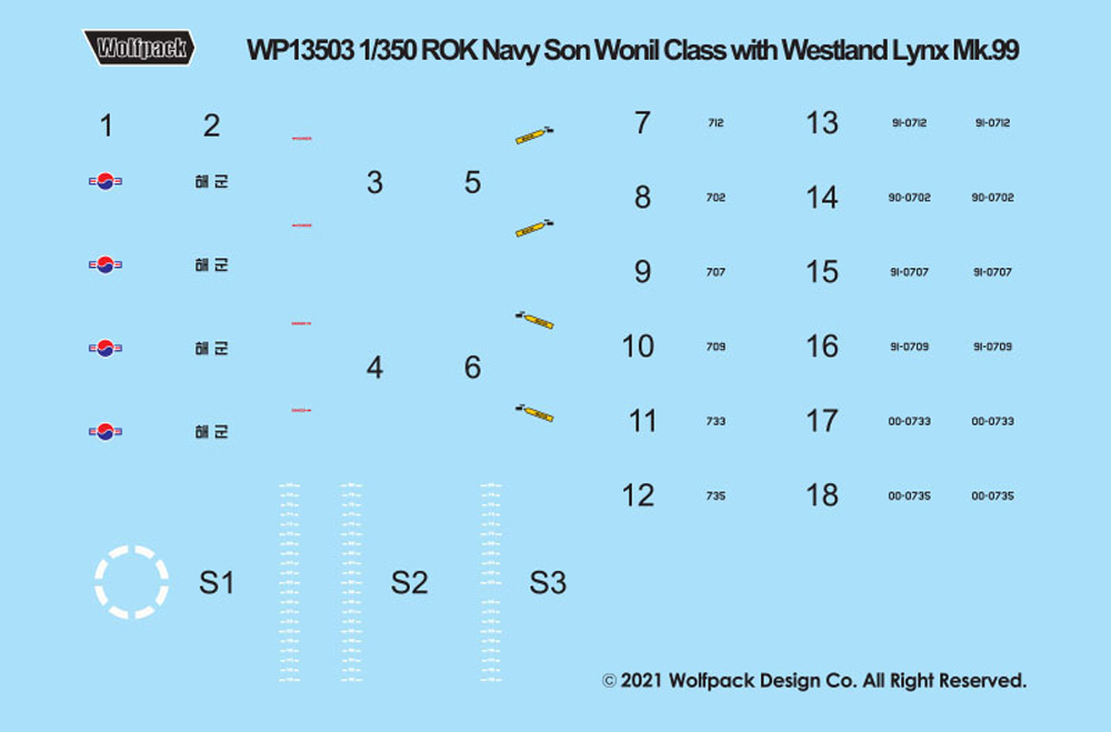 韓国海軍 ソン・ウォニル級潜水艦 w/ウェストランド スーパーリンクス Mk.99 プラモデル (ウルフパック ウルフパックデザイン プレミアムエディションキット No.WP13503) 商品画像_2