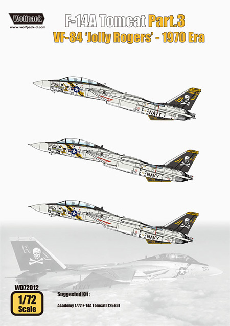 F-14A トムキャット パート3 VF-84 ジョリー・ロジャース - 1970年代前半 デカール (アカデミー用) デカール (ウルフパック 1/72 デカール (WD) No.WD72012) 商品画像