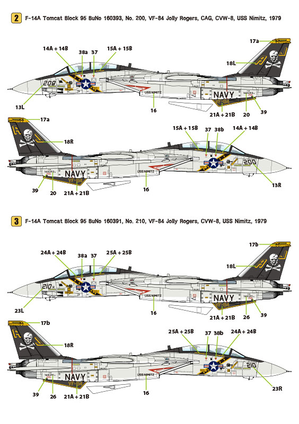 F-14A トムキャット パート3 VF-84 ジョリー・ロジャース - 1970年代前半 デカール (アカデミー用) デカール (ウルフパック 1/72 デカール (WD) No.WD72012) 商品画像_3