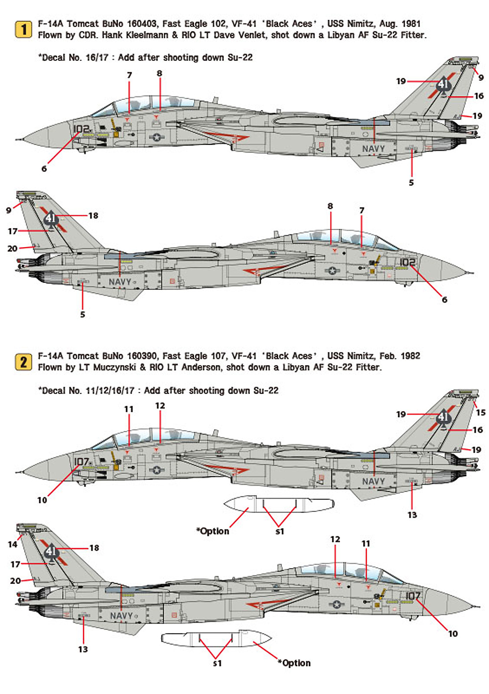 F-14A トムキャット パート4 VF-41 ブラックエイセス - スホーイキラーズ デカール (アカデミー用) デカール (ウルフパック 1/72 デカール (WD) No.WD72013) 商品画像_2