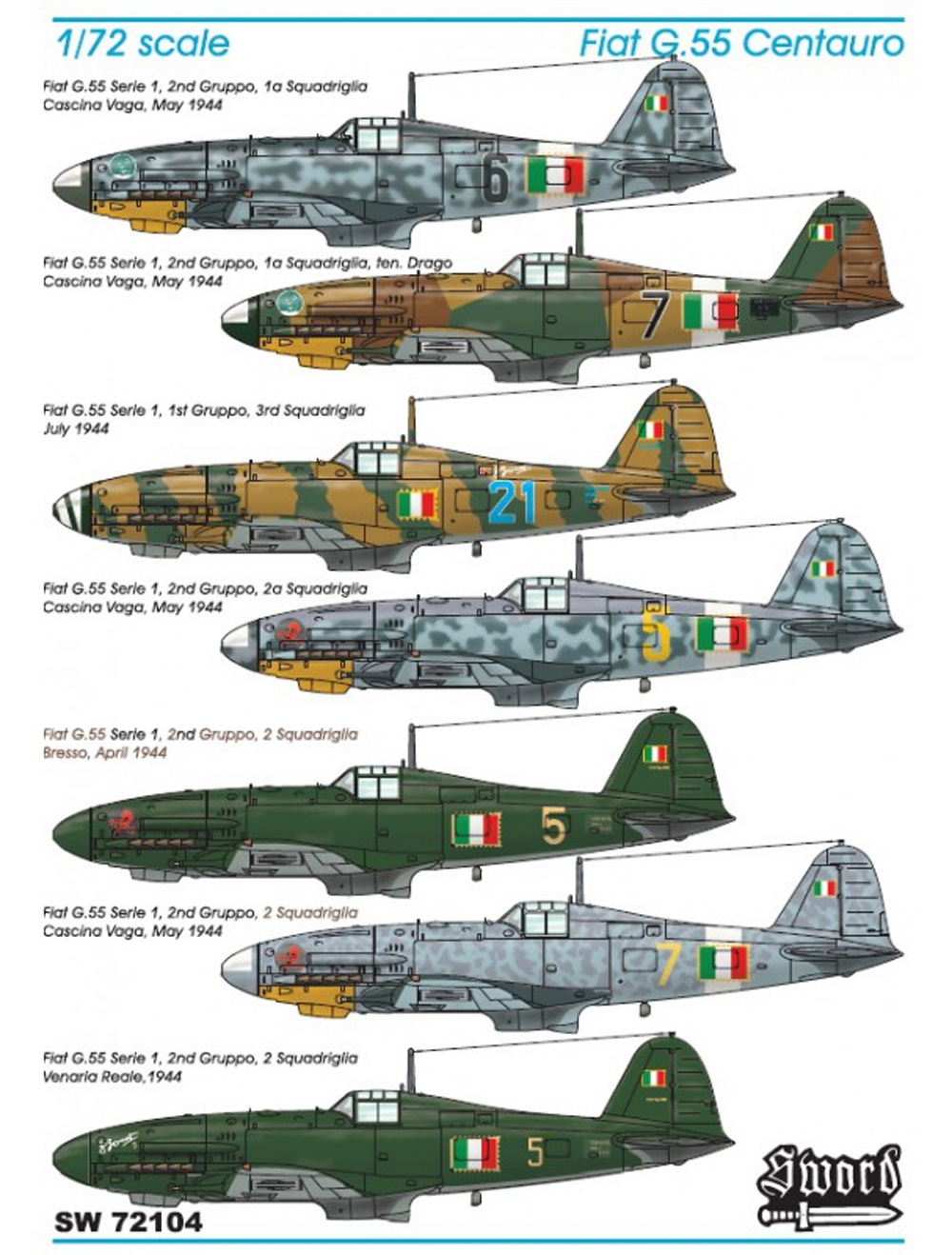 フィアット G.55 チェンタウロ プラモデル (ソード 1/72 エアクラフト プラモデル No.SW72104) 商品画像_1