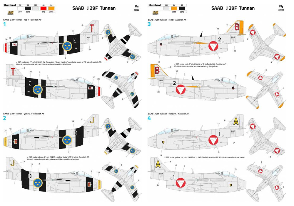 サーブ J-29F テュナン スウェーデン プラモデル (フライ 1/32 エアクラフト キット No.32022) 商品画像_3