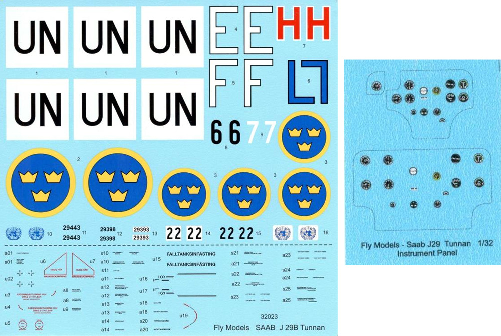 サーブ J-29B テュナン スウェーデン プラモデル (フライ 1/32 エアクラフト キット No.32023) 商品画像_1