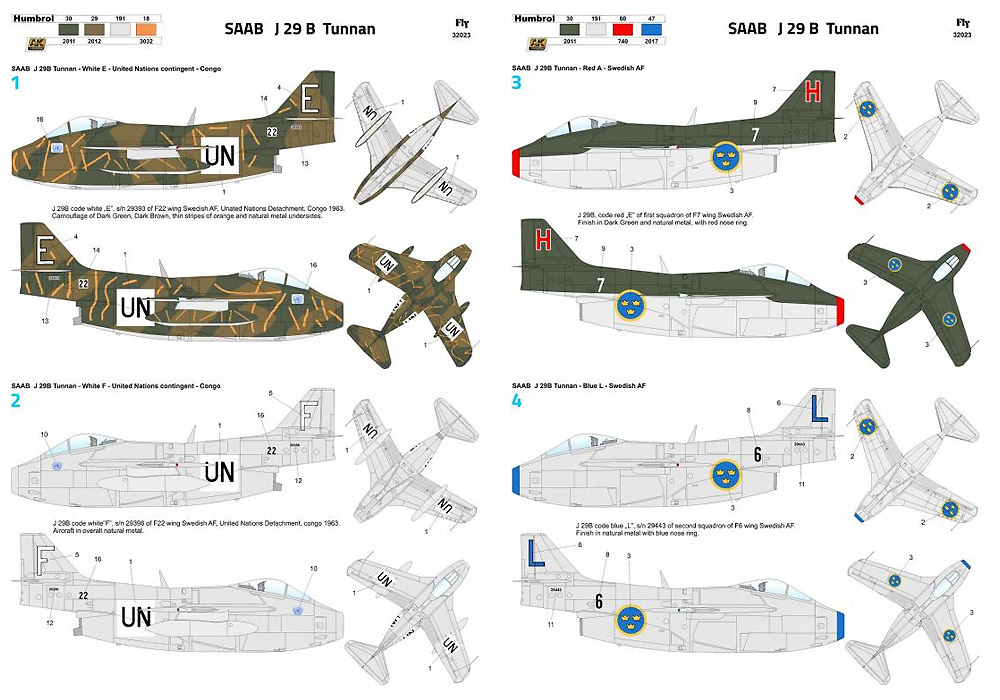 サーブ J-29B テュナン スウェーデン プラモデル (フライ 1/32 エアクラフト キット No.32023) 商品画像_2