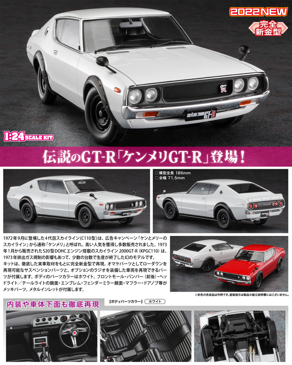 ニッサン スカイライン 2000GT-R (KPGC110) プラモデル (ハセガワ 1/24 自動車 HCシリーズ No.HC049) 商品画像_1