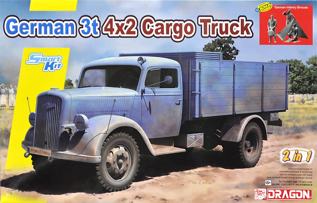 3トン 4×2 カーゴトラック w/野営するドイツ兵フィギュア プラモデル (ドラゴン 1/35 39-45 Series No.6974) 商品画像