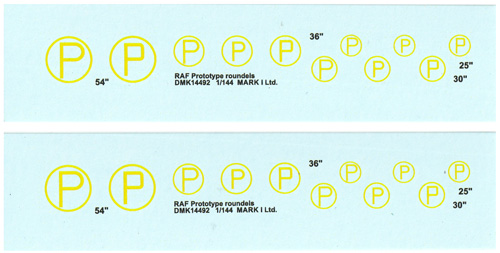 イギリス空軍 試作機 Pマーク デカール (2シート入り) デカール (MARK 1 アクセサリー No.DMK14492) 商品画像