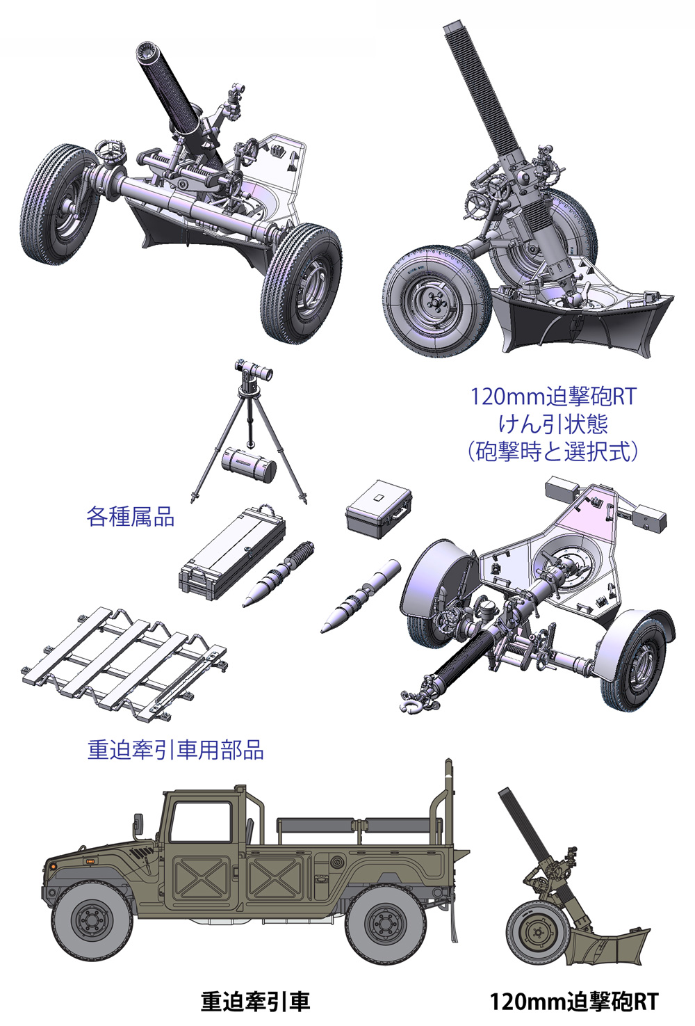 陸上自衛隊 120mm迫撃砲RT w/重迫牽引車 プラモデル (ファインモールド 1/35 ミリタリー No.FM059) 商品画像_1