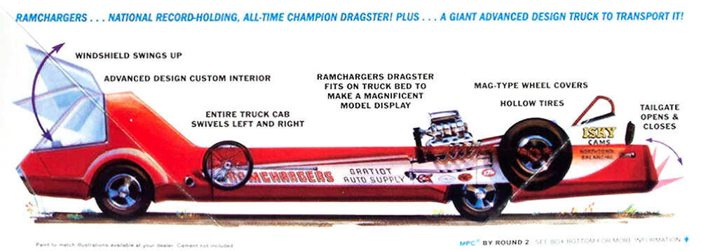 ラムチャージャーズ ドラッグスター & トランスポートトラック プラモデル (MPC 1/25 カーモデル No.MPC970/12) 商品画像_2