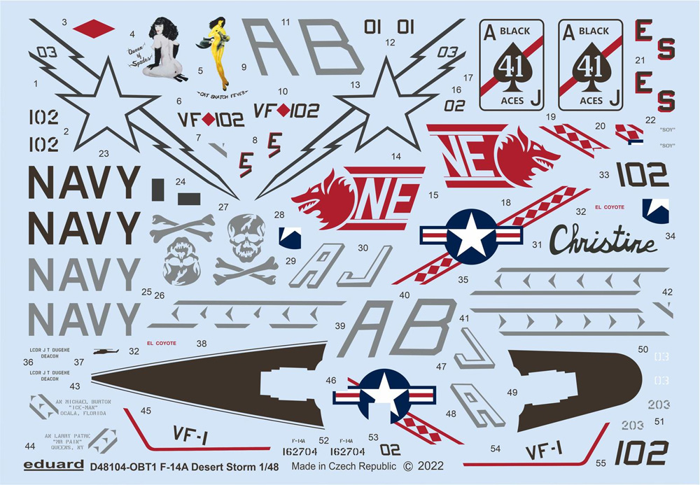 F-14A デザートストーム デカール (タミヤ用) デカール (エデュアルド 1/48 デカール No.D48104) 商品画像_1