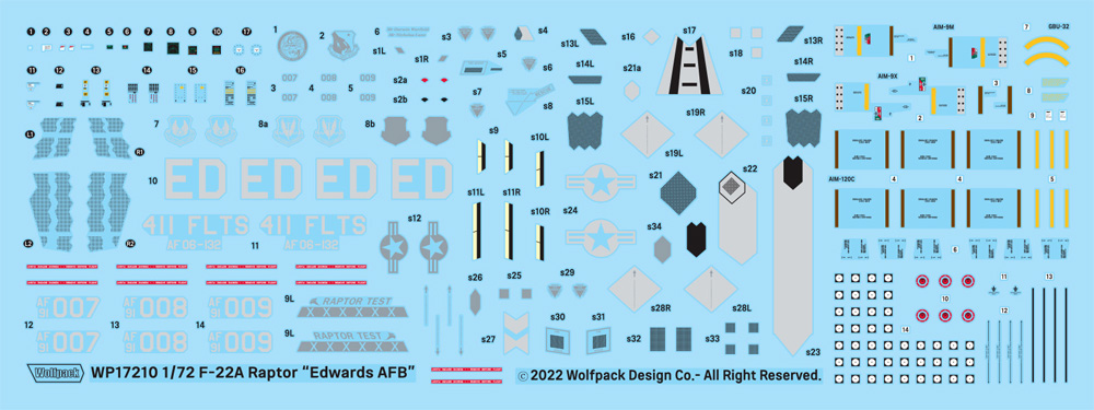 F-22A ラプター エドワーズ空軍基地 プラモデル (ウルフパック ウルフパックデザイン プレミアムエディションキット No.WP17210) 商品画像_2