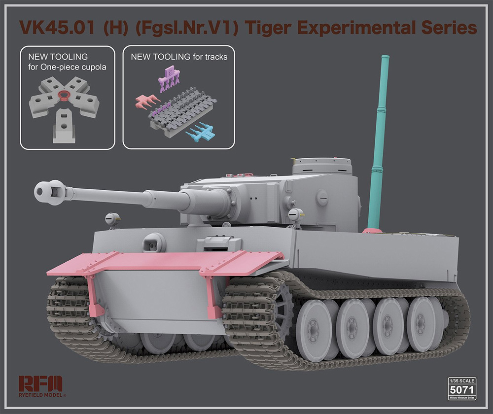 VK45.01(H) (Fgsl.Nr.V1) ティーガー 1 ヘンシェル試作型 プラモデル (ライ フィールド モデル 1/35 Military Miniature Series No.5071) 商品画像_3