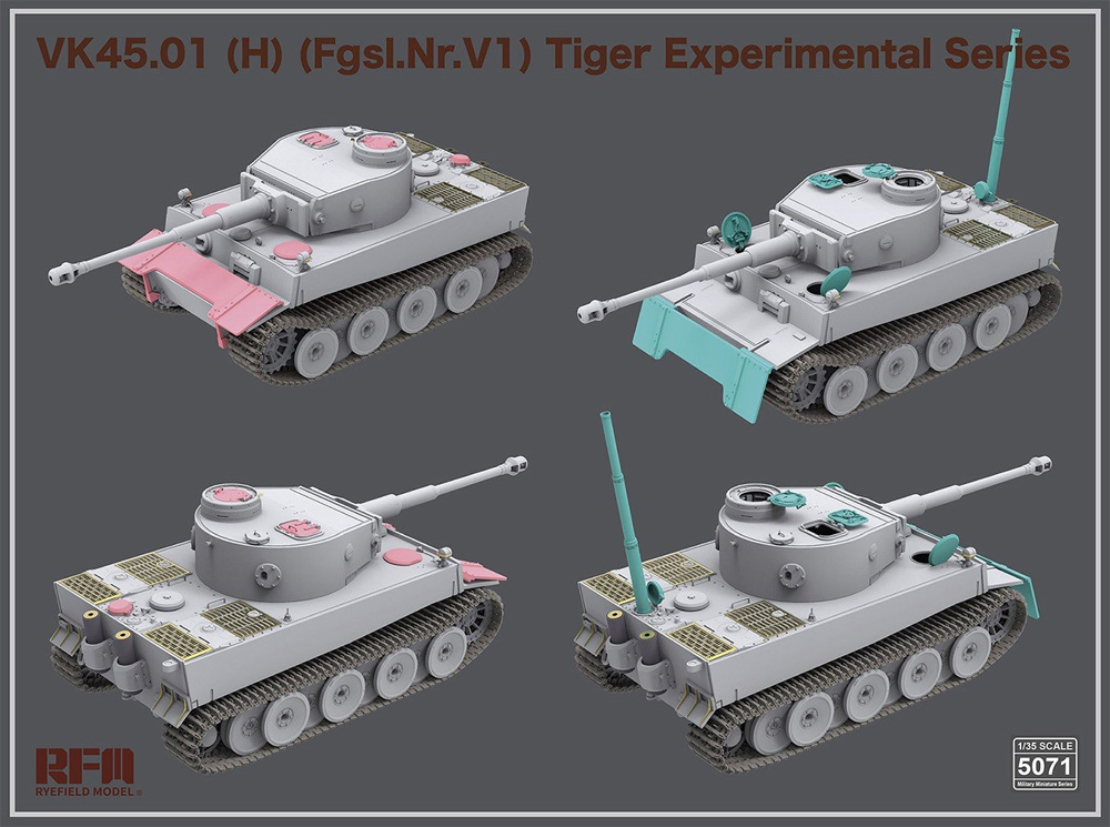 VK45.01(H) (Fgsl.Nr.V1) ティーガー 1 ヘンシェル試作型 プラモデル (ライ フィールド モデル 1/35 Military Miniature Series No.5071) 商品画像_4