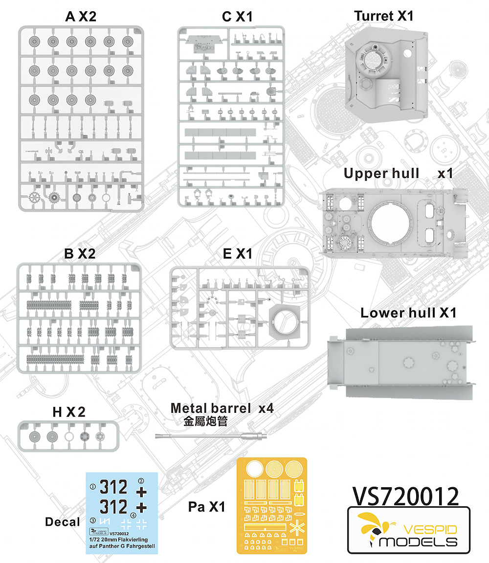 ドイツ パンターG型 20mm 四連装対空戦車 プラモデル (ヴェスピッドモデル 1/72 ミリタリー No.VS720012) 商品画像_2