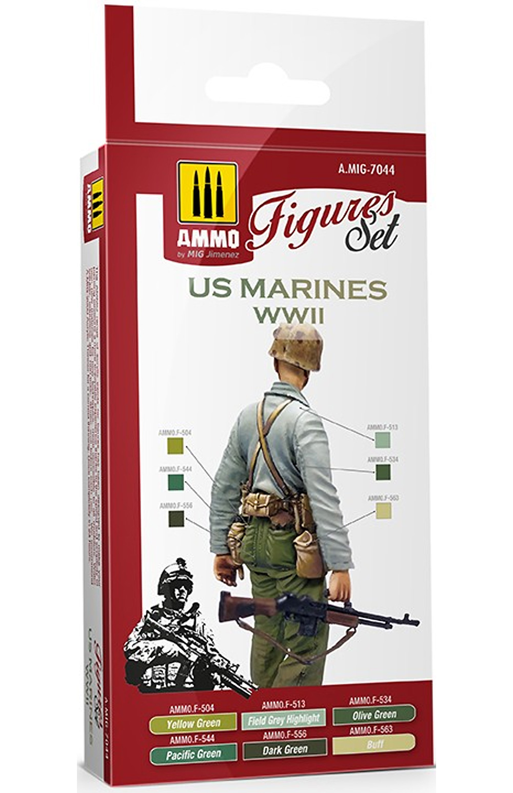 WW2 アメリカ海兵隊 カラーセット 塗料 (アモ FIGURES SET (Acrylic Color) No.A.MIG-7044) 商品画像_1
