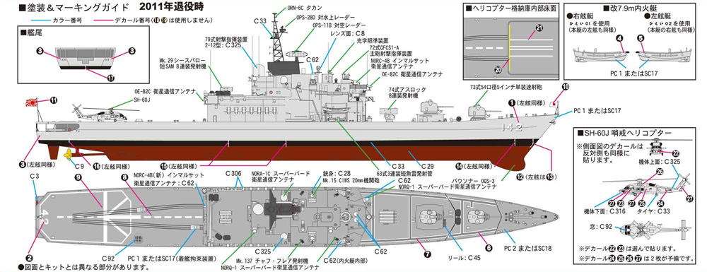 海上自衛隊護衛艦 DDH-142 ひえい 旗･旗竿･艦名プレート エッチ ングパーツ付き プラモデル (ピットロード 1/700 スカイウェーブ J シリーズ No.J081NH) 商品画像_1