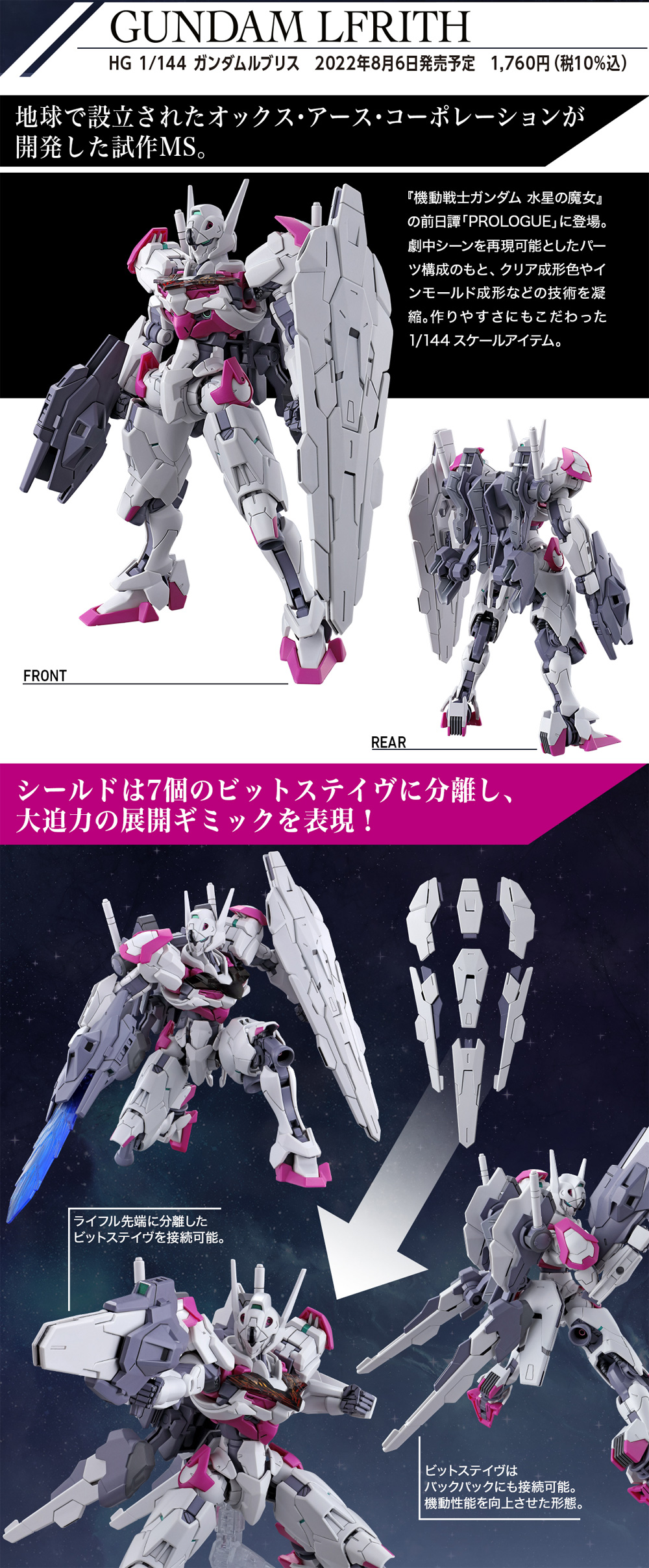 ガンダムルブリス プラモデル (バンダイ HG 機動戦士ガンダム 水星の魔女 No.001) 商品画像_1