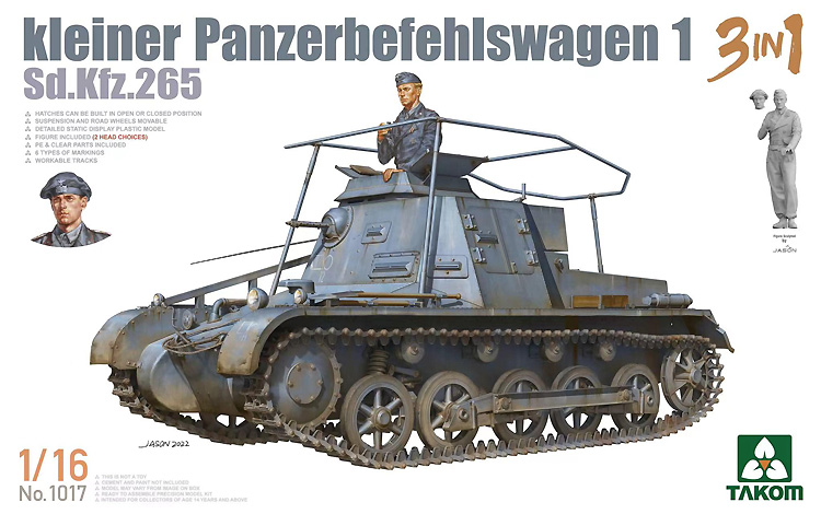 1号指揮戦車 Sd.Kfz.265 3in1 プラモデル (タコム 1/16 ミリタリー No.1017) 商品画像