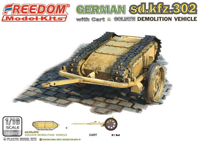 ドイツ Sd.Kfz.302 ゴリアテ 軽爆薬運搬車輌 & カート プラモデル (フリーダムモデル 1/16 ミリタリー No.16003) 商品画像