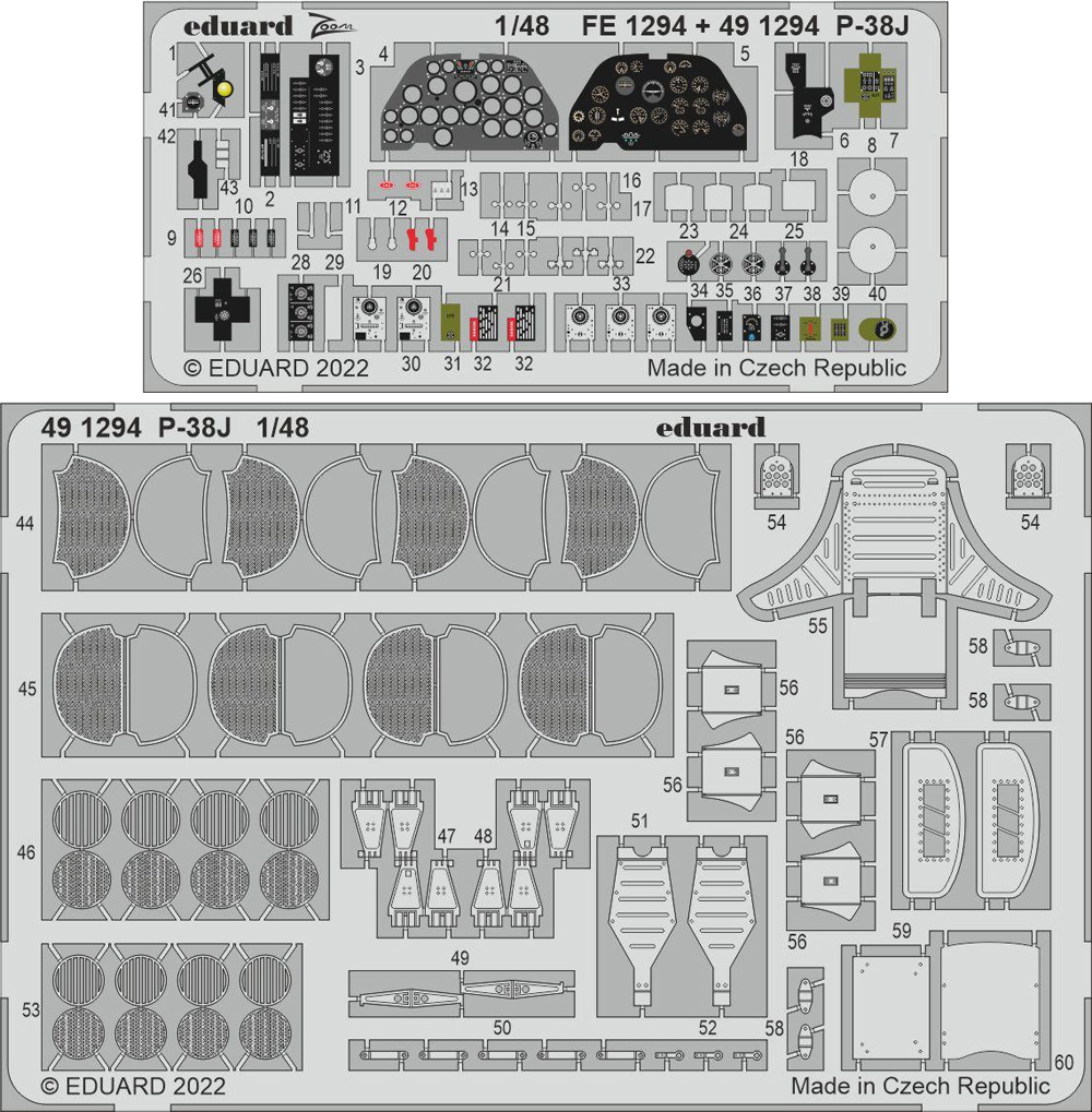 P-38J エッチングパーツ (タミヤ用) エッチング (エデュアルド 1/48 エアクラフト用 エッチング （48-×） No.491294) 商品画像_1