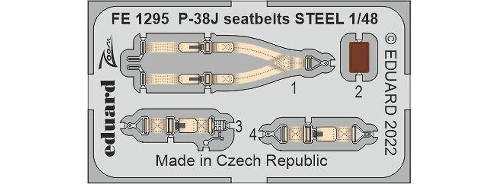 P-38J シートベルト (ステンレス製) (タミヤ用) エッチング (エデュアルド 1/48 エアクラフト カラーエッチング ズーム (FE-×) No.FE1295) 商品画像_1