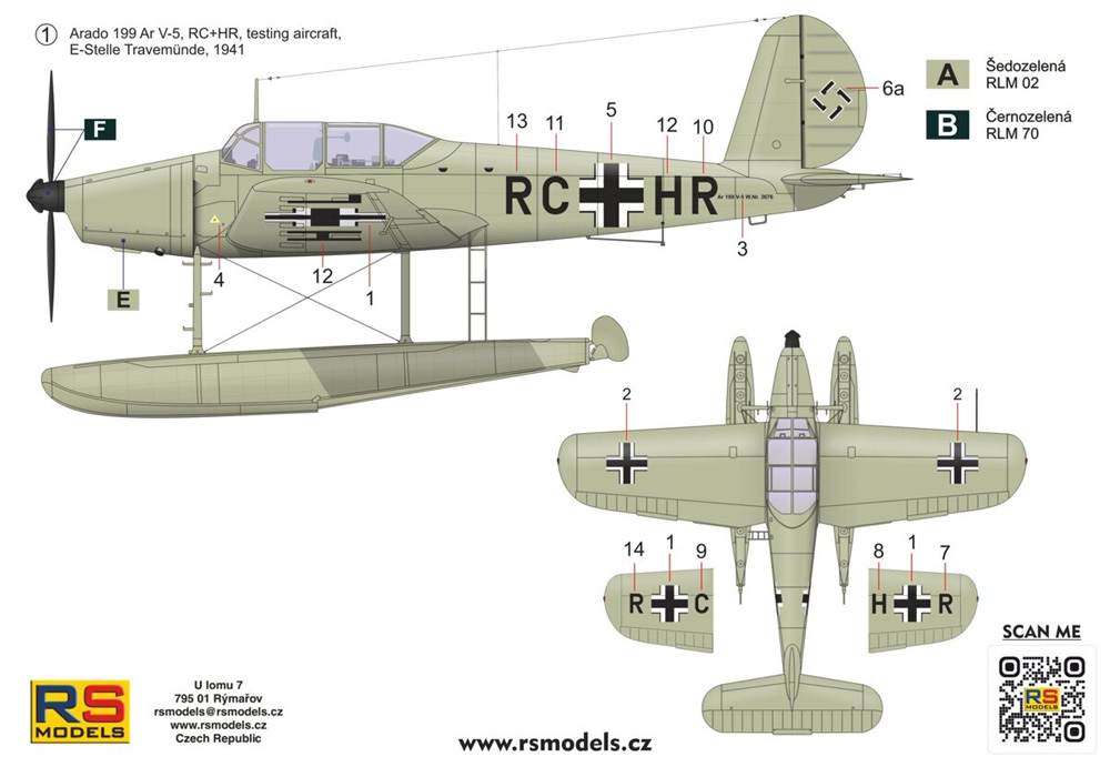 アラド Ar199V-5 ドイツ練習機 プラモデル (RSモデル 1/72 エアクラフト プラモデル No.94006) 商品画像_1