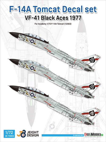 F-14A デカールセット VF-41 ブラックエース 1977 (アカデミー用) デカール (DEF. MODEL デカール No.JD72003) 商品画像