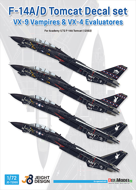 F-14A/D デカールセット VX-4＆VX-9 (アカデミー用) デカール (DEF. MODEL デカール No.JD72005) 商品画像
