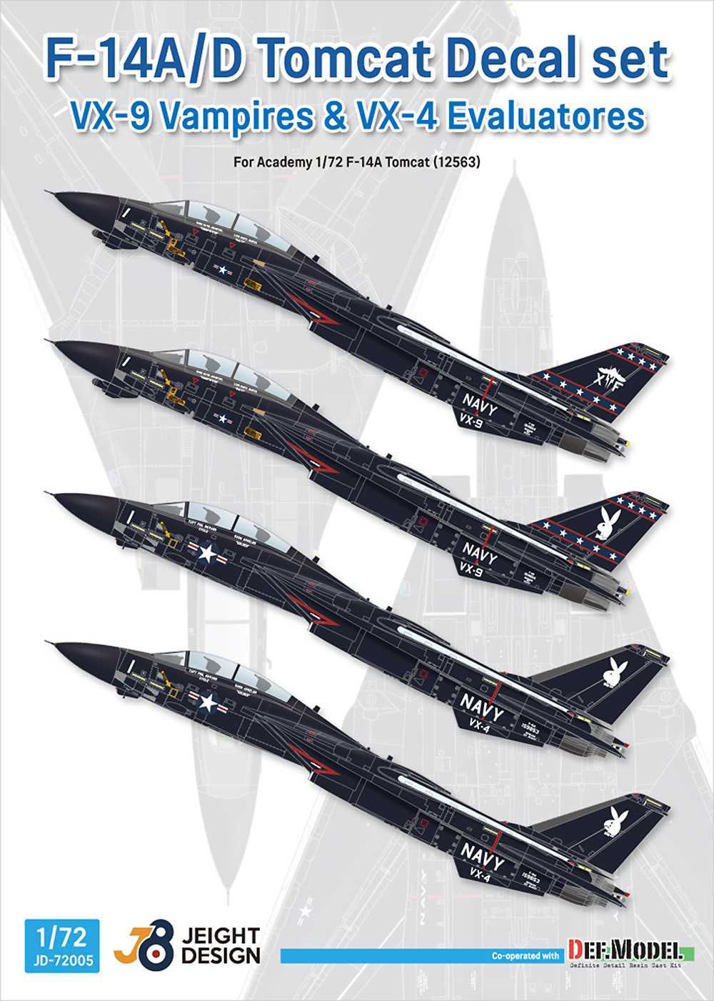 F-14A/D デカールセット VX-4＆VX-9 (アカデミー用) デカール (DEF. MODEL デカール No.JD72005) 商品画像_1