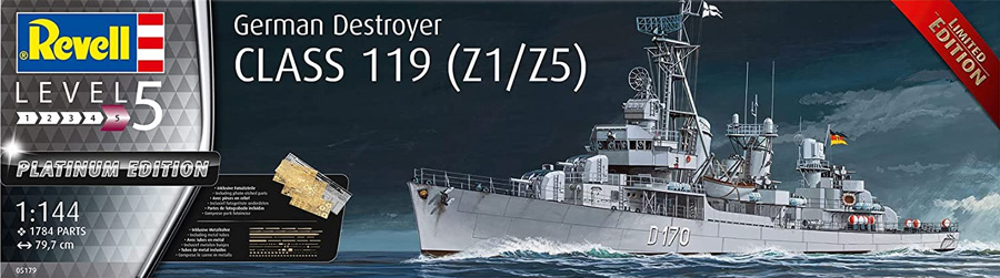 ドイツ駆逐艦 クラス119 (Z1/Z5) プラモデル (レベル 1/144 艦船モデル No.05179) 商品画像