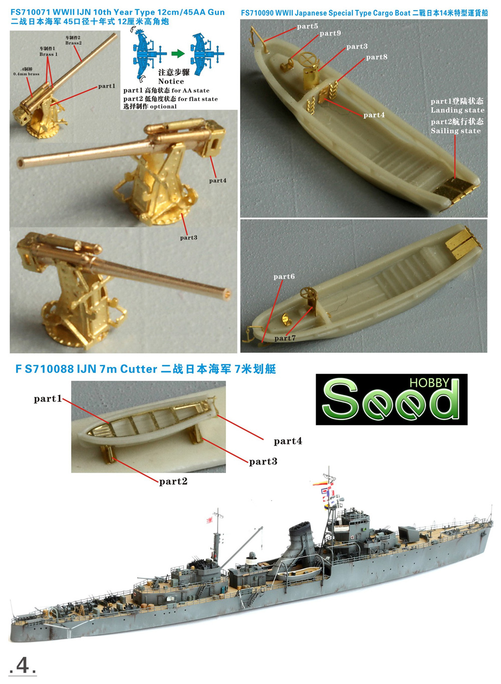 日本海軍 二等巡洋艦 八十島 レジン (Seed HOBBY 1/700 レジンキット No.SH700014) 商品画像_4