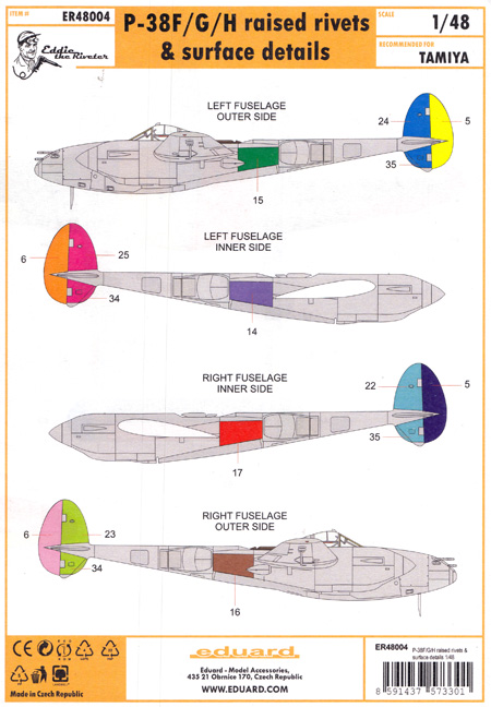 P-38F/G/H 機体リベット & パネルデカール (タミヤ用) デカール (エデュアルド Eddie the Riveter (エディ・ザ・リベッター) No.ER48004) 商品画像