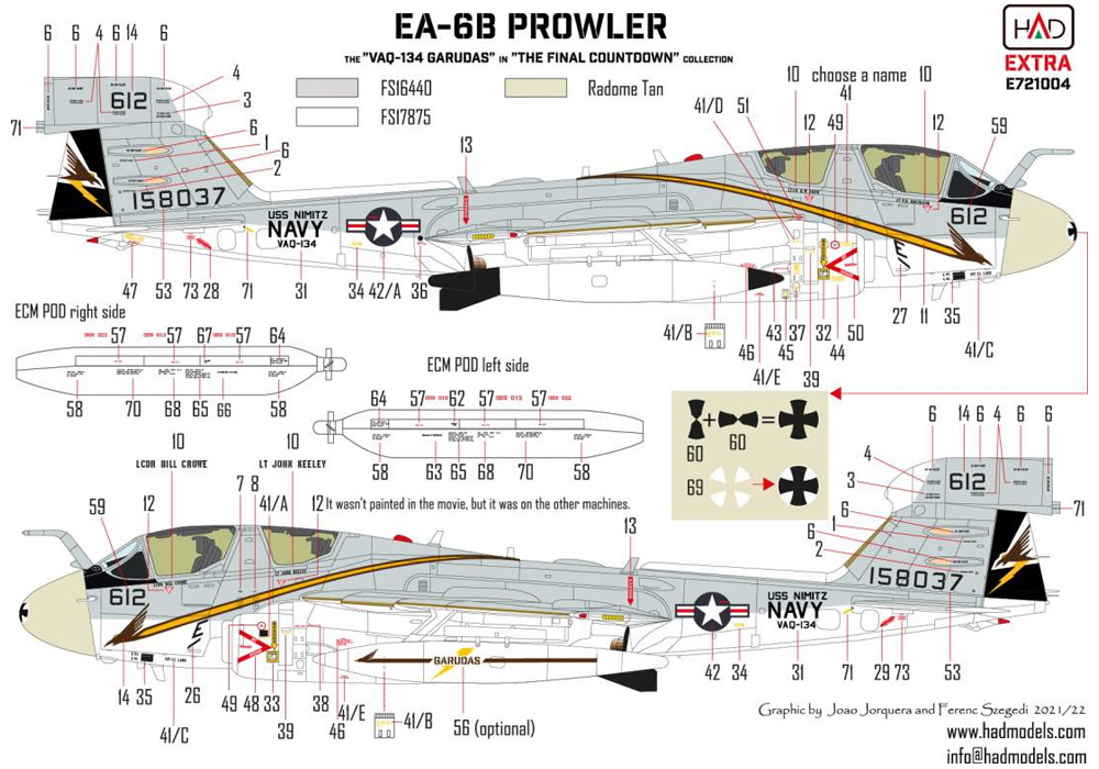 EA-6B プラウラー ファイナルカウントダウン VAQ-134 デカール デカール (HAD MODELS 1/72 デカール No.E721004) 商品画像_2