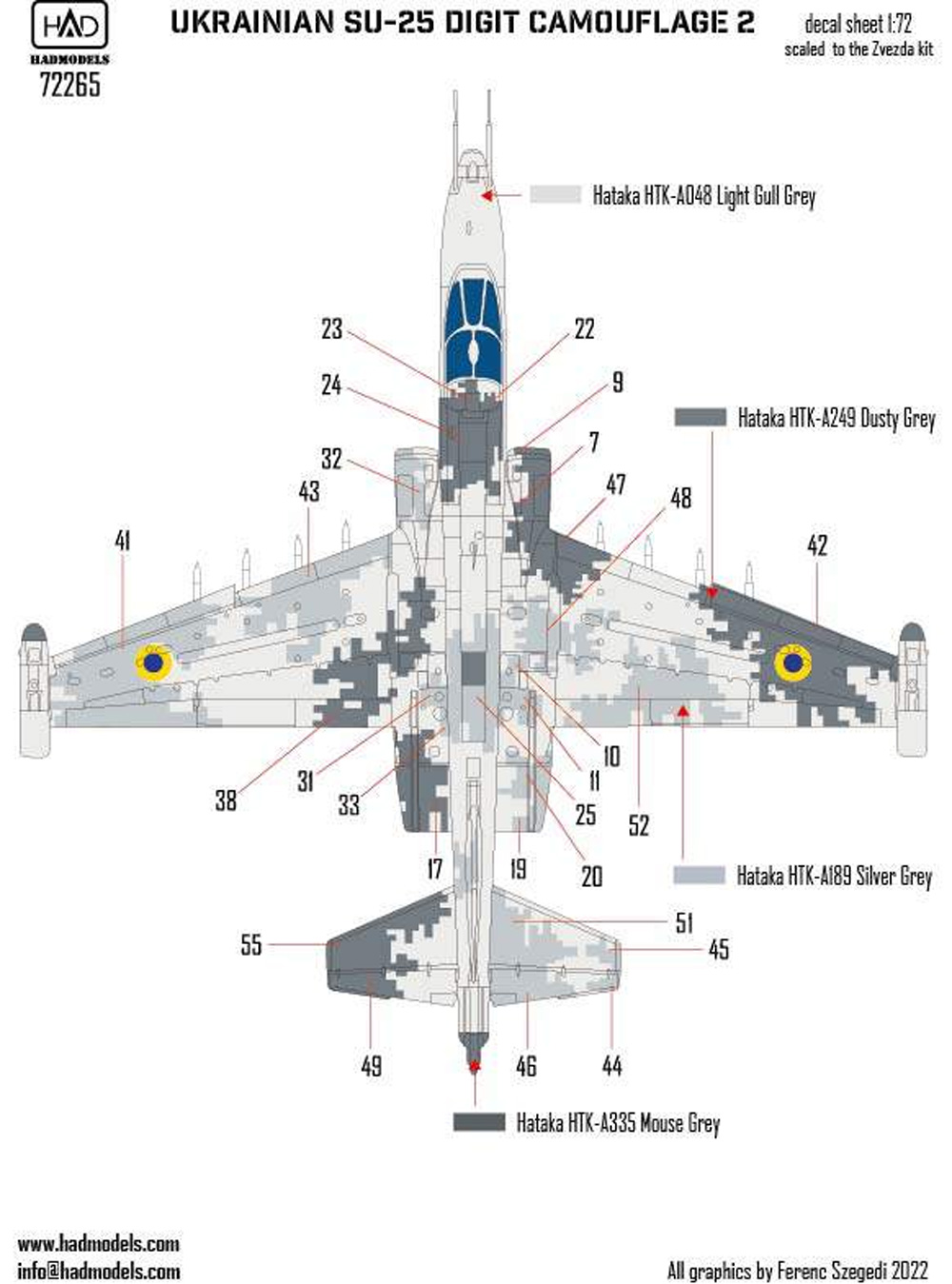 Su-25 フロッグフット ウクライナ デジタル迷彩 2 デカール (ズべズダ用) デカール (HAD MODELS 1/72 デカール No.72265) 商品画像_2