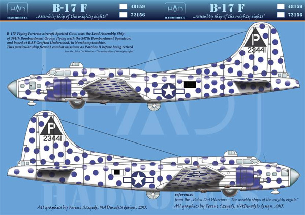 B-17F スポッテッド・カウ デカール デカール (HAD MODELS 1/72 デカール No.72156) 商品画像