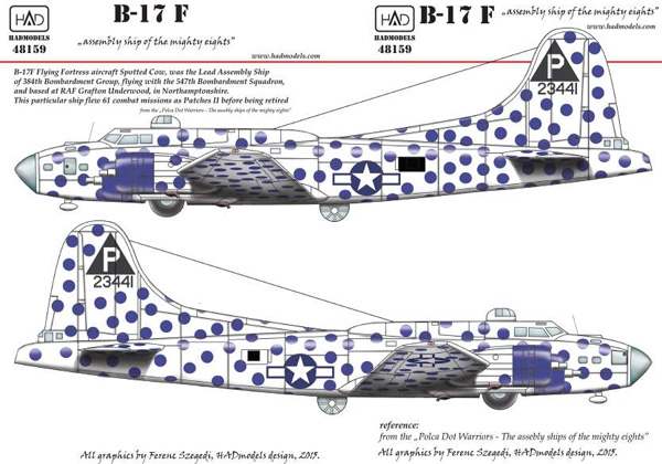 B-17F スポッテッド・カウ デカール デカール (HAD MODELS 1/48 デカール No.48159) 商品画像