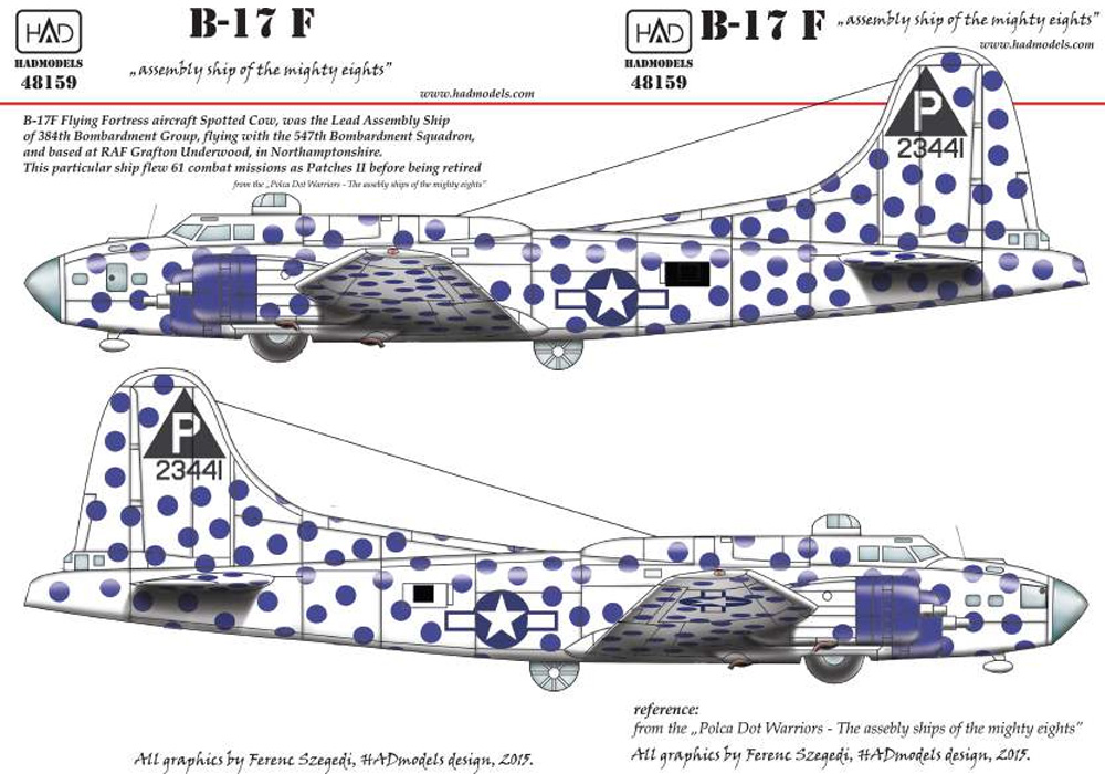 B-17F スポッテッド・カウ デカール デカール (HAD MODELS 1/48 デカール No.48159) 商品画像_1