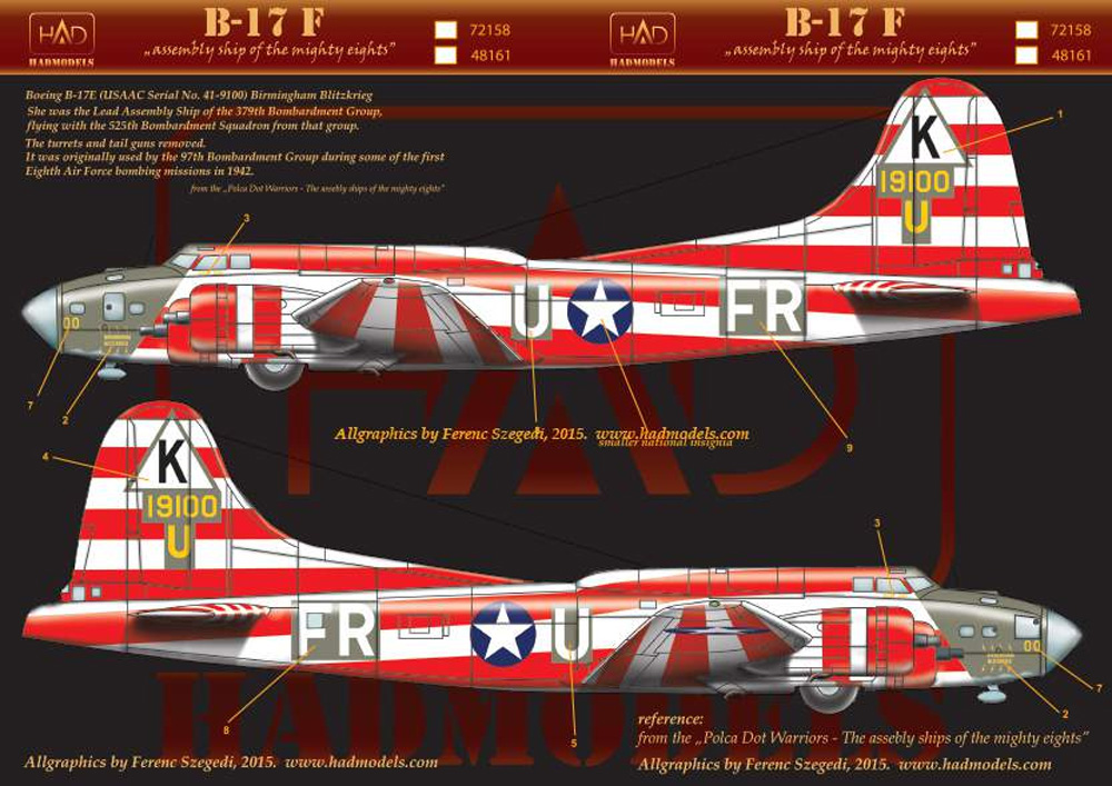 B-17E バーミングハム・ブリッツクリーク デカール デカール (HAD MODELS 1/72 デカール No.72158) 商品画像_1